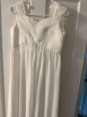 Ivory Lace-Shoulder Formal Girls maxi Dress